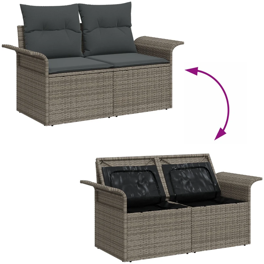 Sodo sofa su pagalve Pilka 141 x 62 x 69cm poliratanas