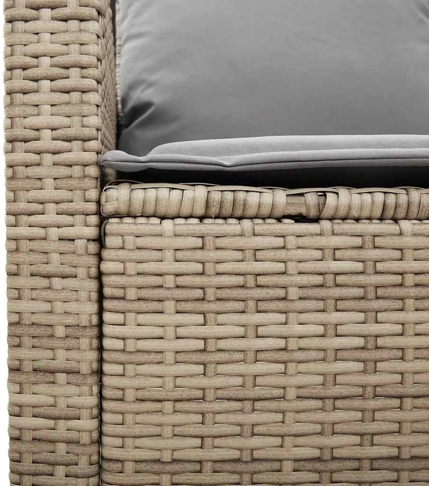 Dvivietė sodo sofa su staliuku ir pagalvėlėmis, smėlio spalvos