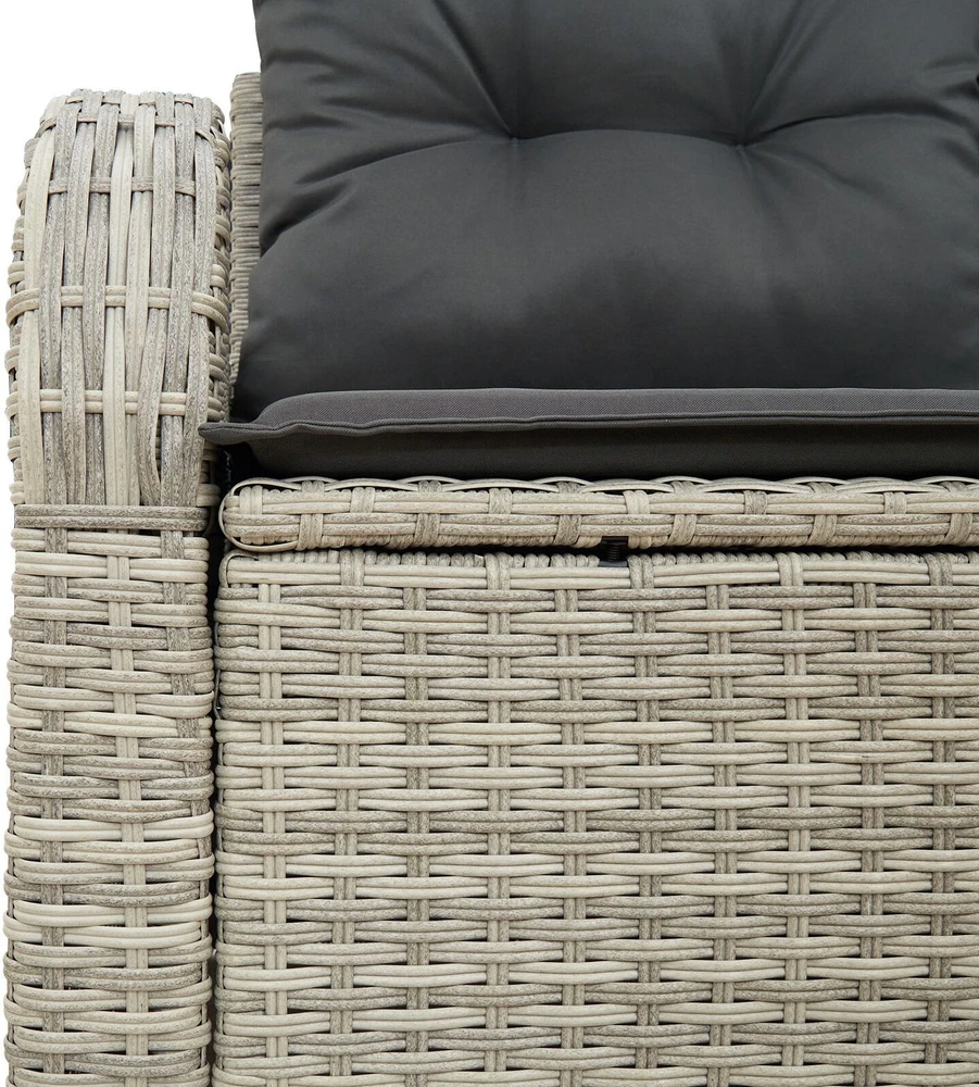 Sodo sofa su pagalve Šviesiai pilka 124 x 62 x 69cm poliratanas