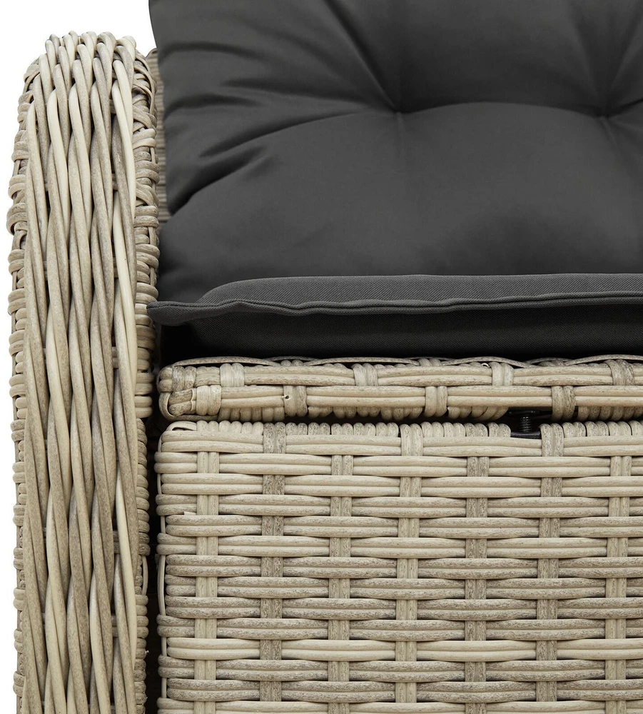 Sodo sofa su pagalve Šviesiai pilka 121 x 62 x 69cm poliratanas