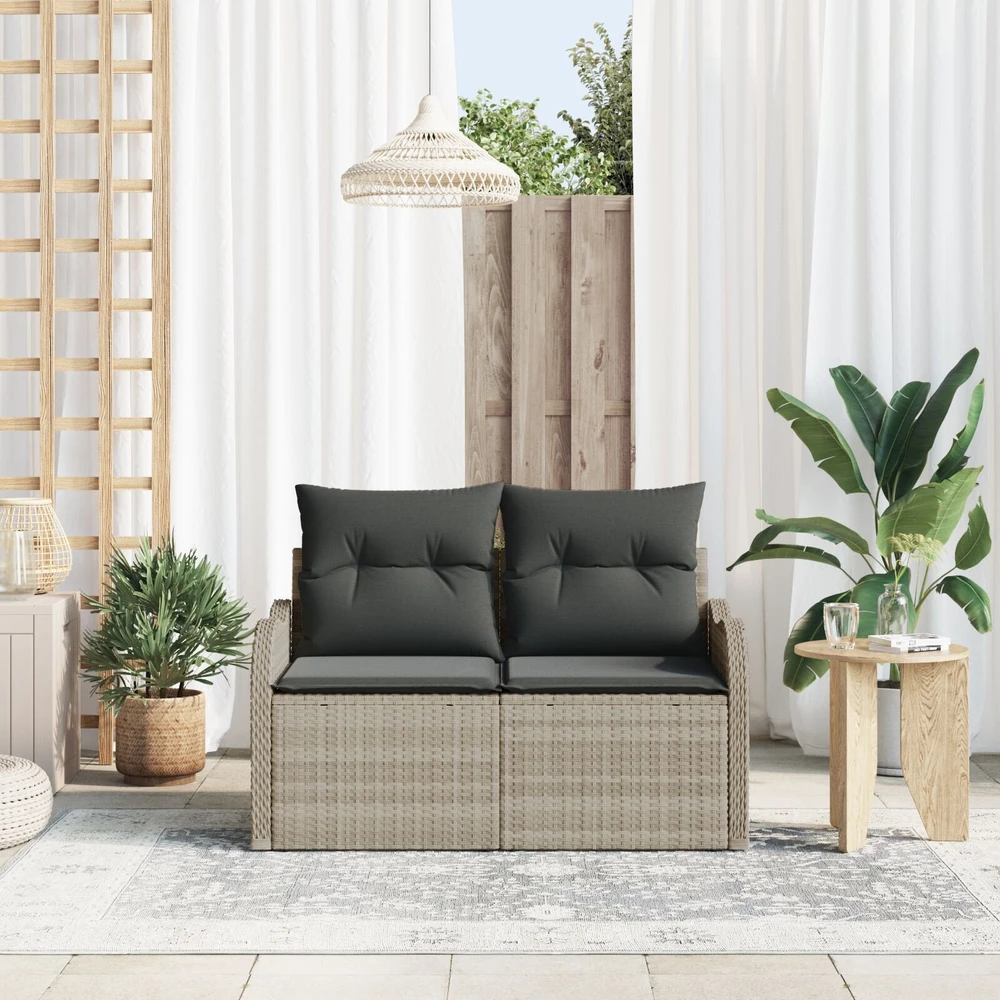 Sodo sofa su pagalve Šviesiai pilka 121 x 62 x 69cm poliratanas