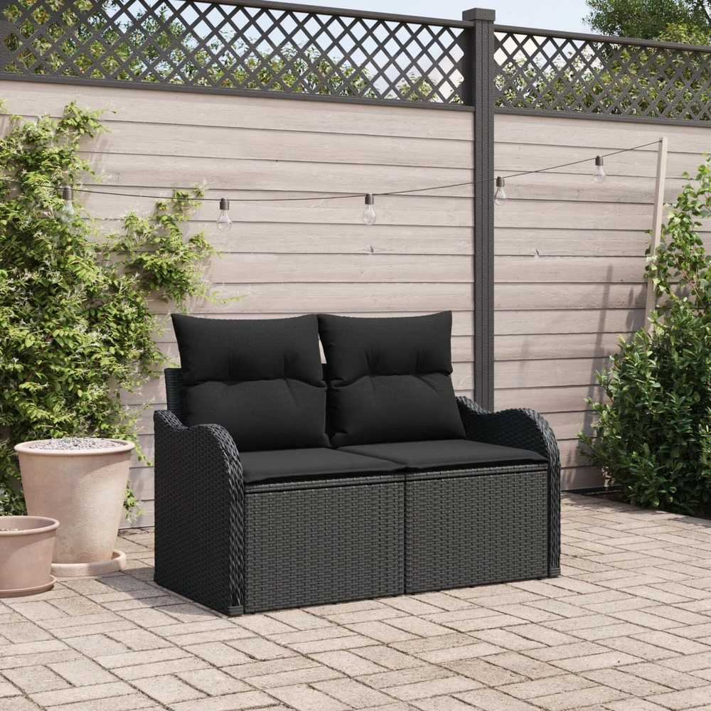 Sodo sofa su pagalve Juoda 121 x 62 x 69cm poliratanas