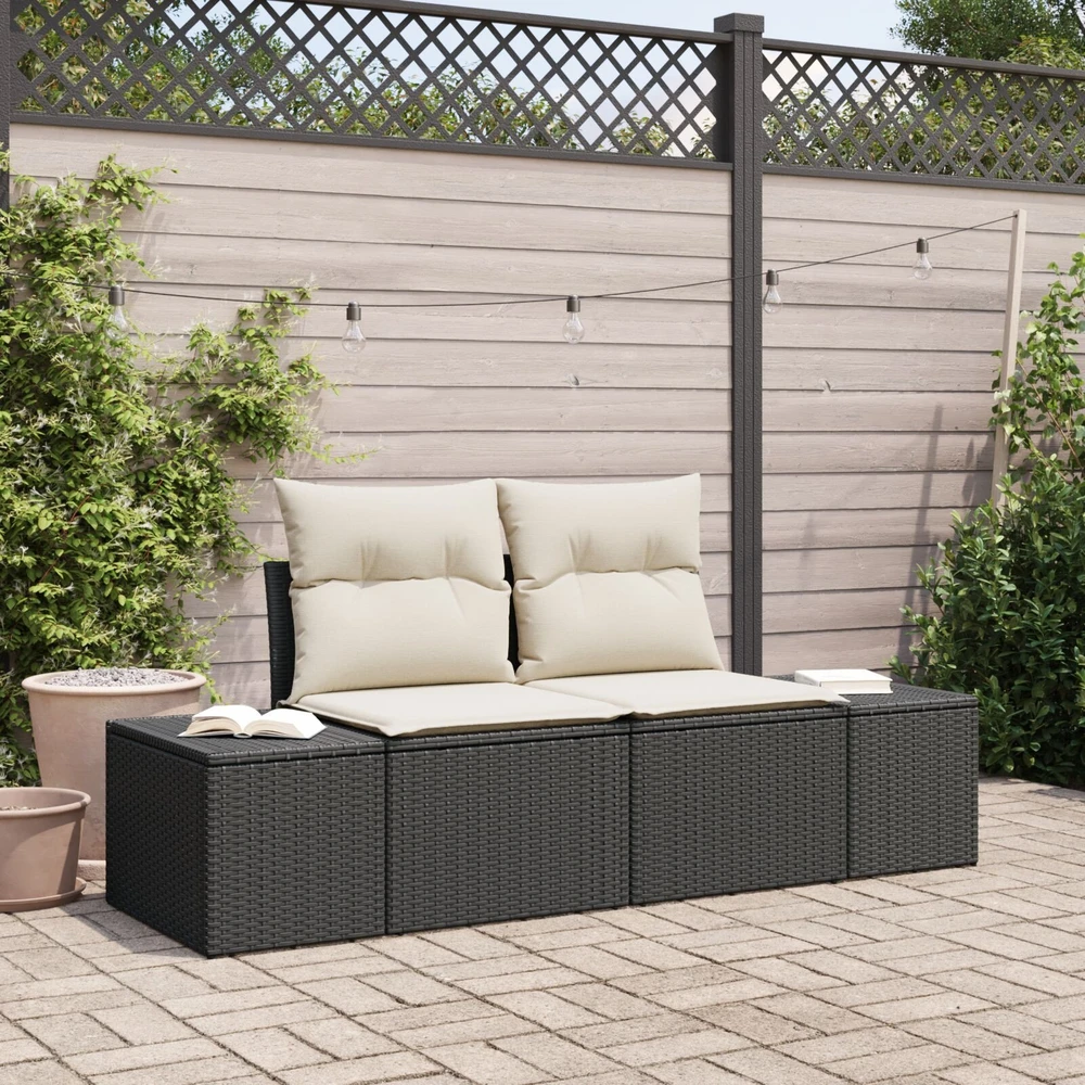 Sodo sofa su pagalve Juoda 184 x 62 x 69 cm poliratanas