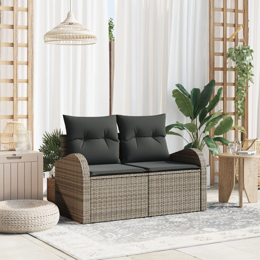 Sodo sofa su pagalve Pilka 124 x 62 x 69cm poliratanas