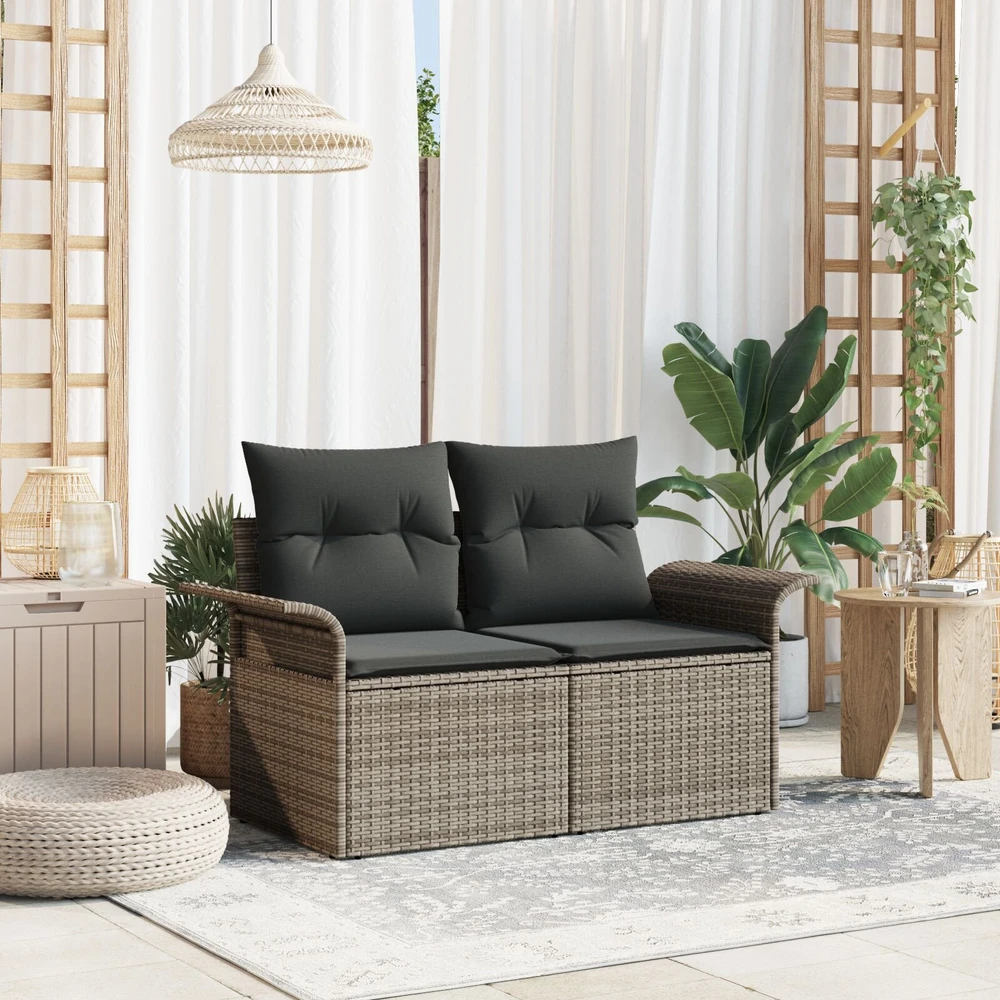 Sodo sofa su pagalve Pilka 141 x 62 x 69cm poliratanas