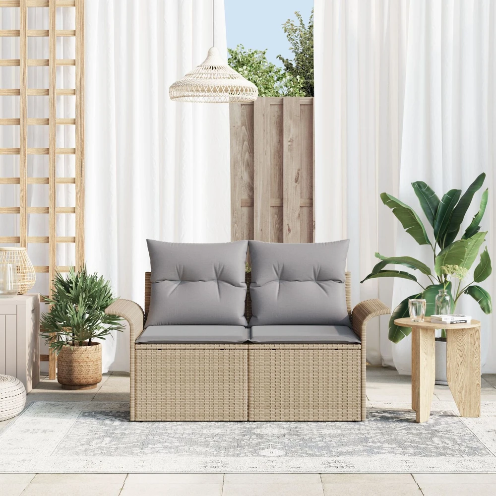Sodo sofa su pagalve Smėlio 141 x 62 x 69cm poliratanas