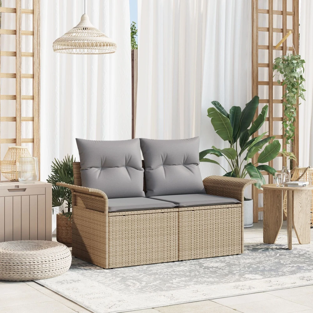 Sodo sofa su pagalve Smėlio 141 x 62 x 69cm poliratanas
