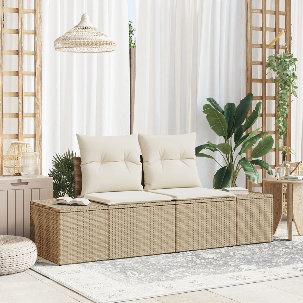 Sodo sofa su pagalve Smėlio 184 x 62 x 69 cm poliratanas