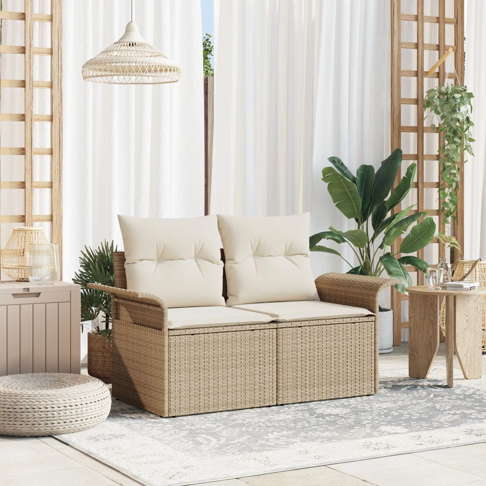 Sodo sofa su pagalve Smėlio 141 x 62 x 69cm poliratanas