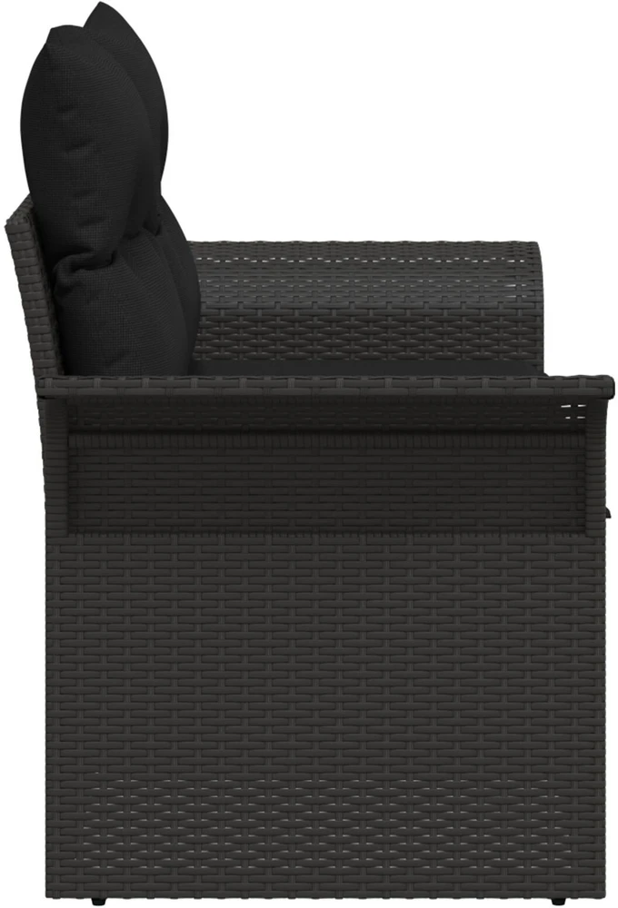 Sodo sofa su pagalve Juoda 141 x 62 x 69cm poliratanas