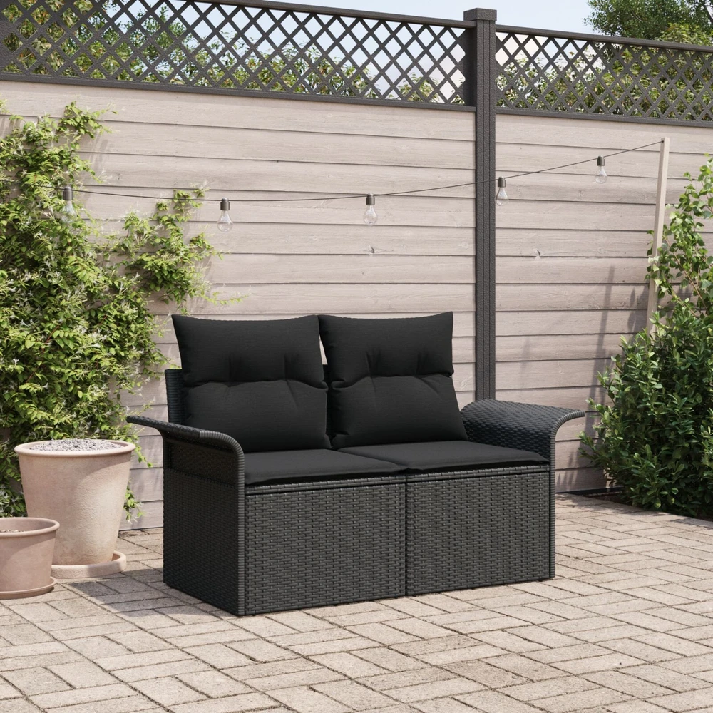 Sodo sofa su pagalve Juoda 141 x 62 x 69cm poliratanas