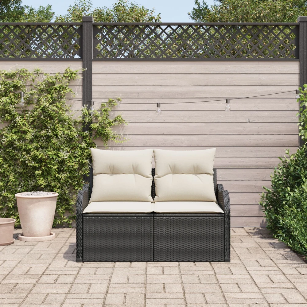 Sodo sofa su pagalve Juoda 121 x 62 x 69cm poliratanas