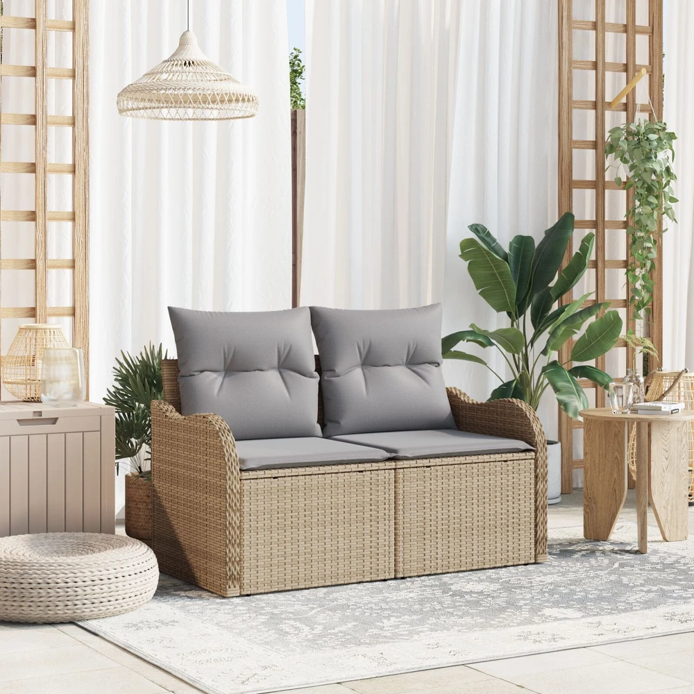Sodo sofa su pagalve Smėlio 121 x 62 x 69cm poliratanas