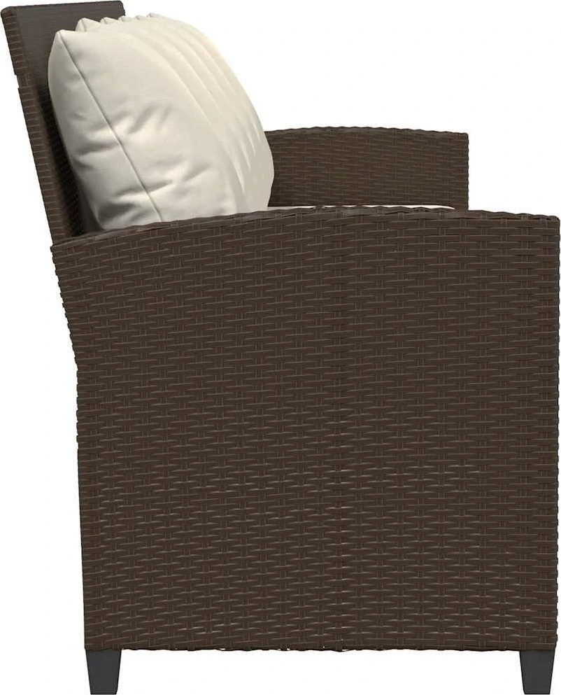 Sodo sofa, 5 vietų, su pagalvėlėmis, ruda, poliratanas