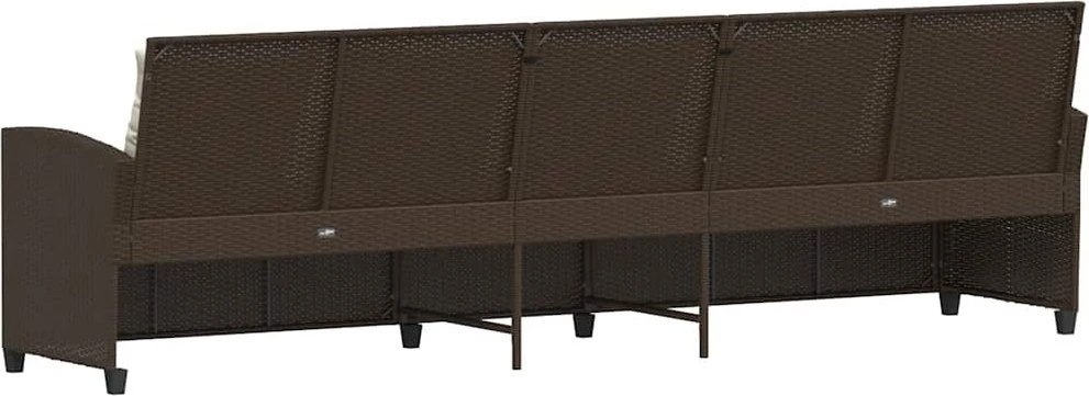 Sodo sofa, 5 vietų, su pagalvėlėmis, ruda, poliratanas