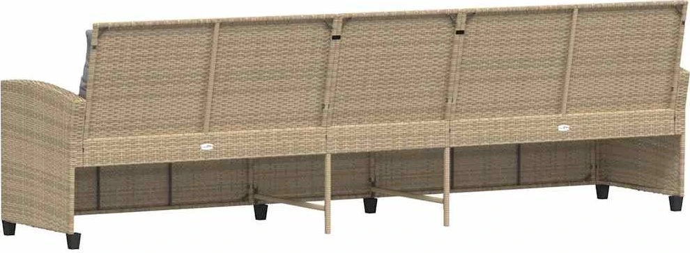 Lauko baldų komplektas Sodo sofa, 5 vietų, su pagalvėlėmis, smėlio spalvos, poliratanas