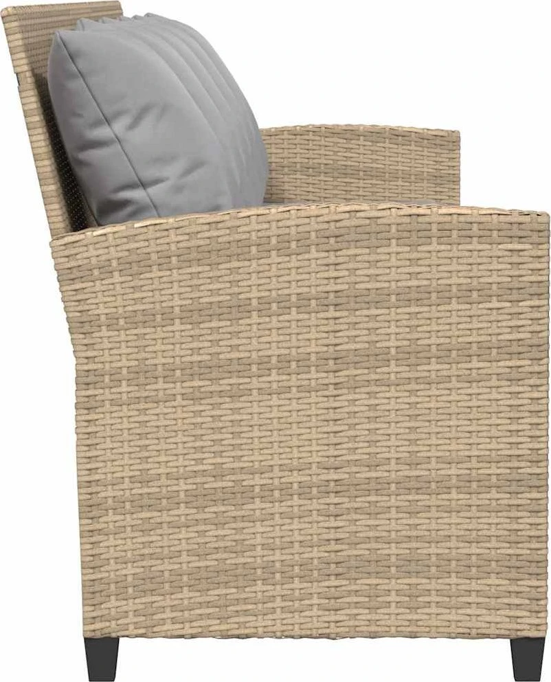Lauko baldų komplektas Sodo sofa, 5 vietų, su pagalvėlėmis, smėlio spalvos, poliratanas