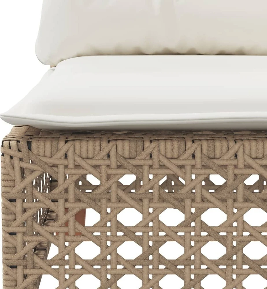 Trivietė sodo sofa su pagalvėlėmis, smėlio spalvos, poliratanas