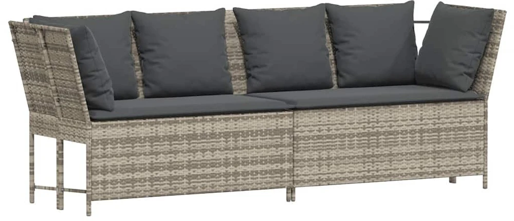 sodo sofa su pagalvėlėmis, pilka, poliratanas