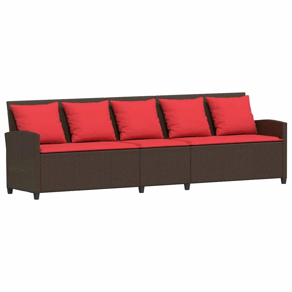 sodo sofa su pagalvėlėmis, ruda, poliratanas