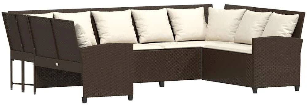 sodo sofa su pagalvėlėmis, ruda, poliratanas
