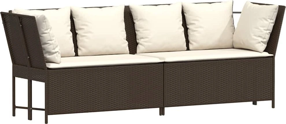 sodo sofa su pagalvėlėmis, ruda, poliratanas
