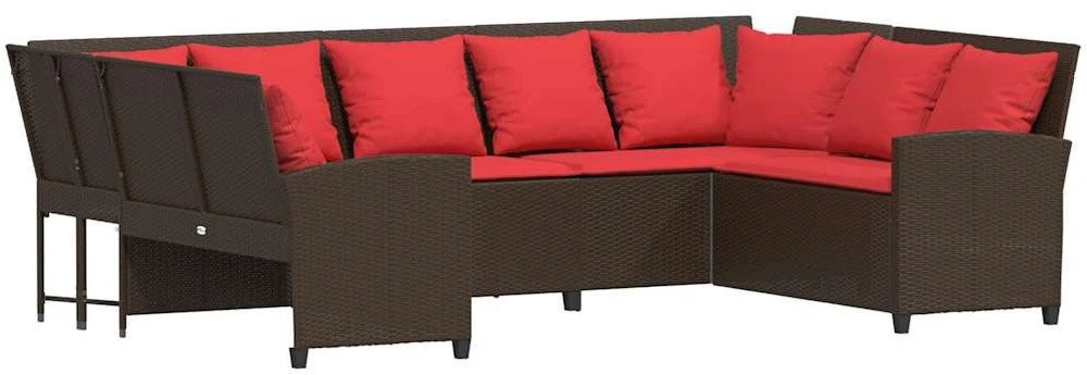 sodo sofa su pagalvėlėmis, ruda, poliratanas