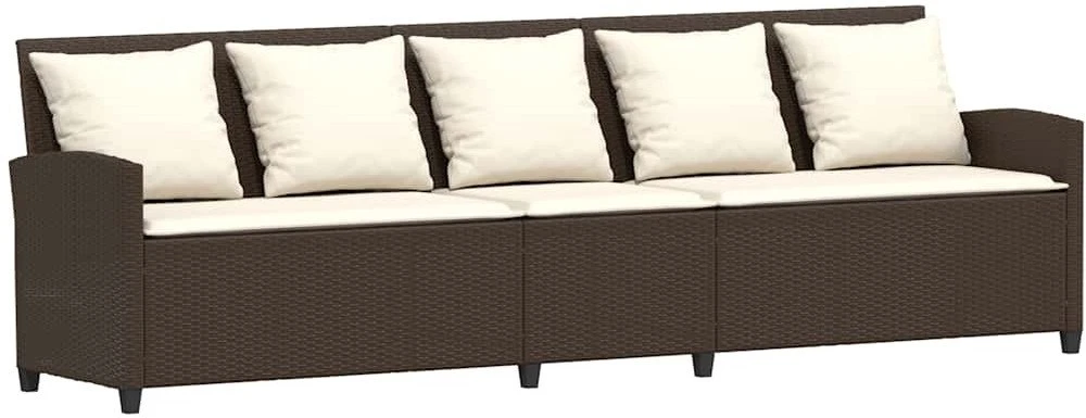 sodo sofa su pagalvėlėmis, ruda, poliratanas