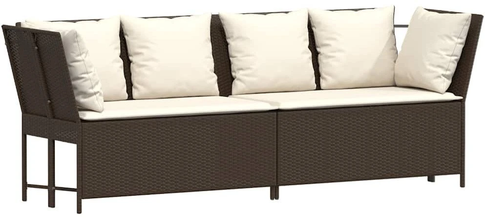 sodo sofa su pagalvėlėmis, ruda, poliratanas