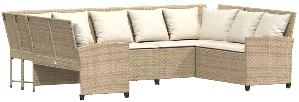 sodo sofa su pagalvėlėmis, smėlio, poliratanas
