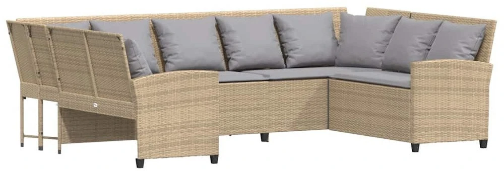 sodo sofa su pagalvėlėmis, smėlio, poliratanas