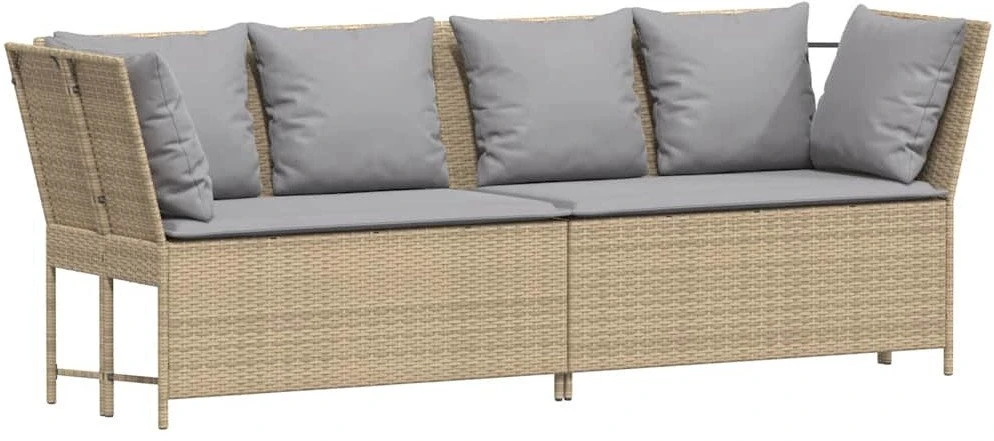 sodo sofa su pagalvėlėmis, smėlio, poliratanas