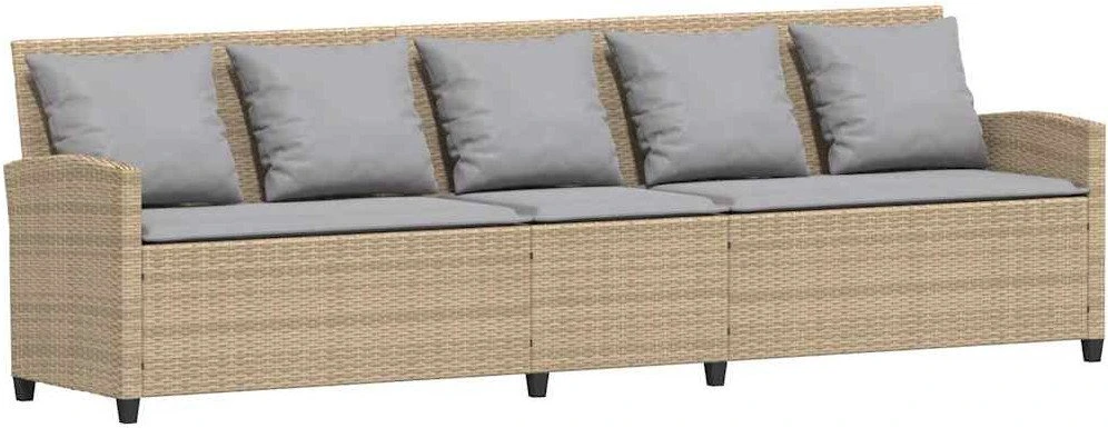sodo sofa su pagalvėlėmis, smėlio, poliratanas