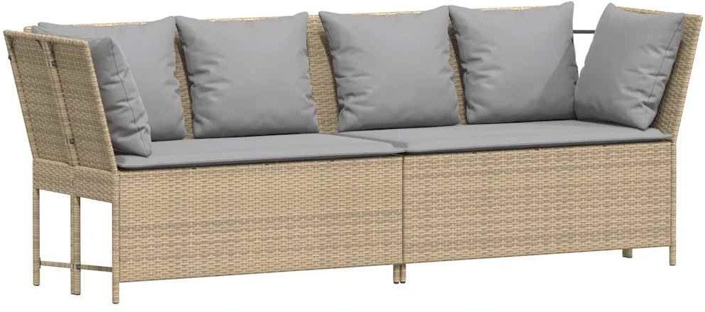 sodo sofa su pagalvėlėmis, smėlio, poliratanas