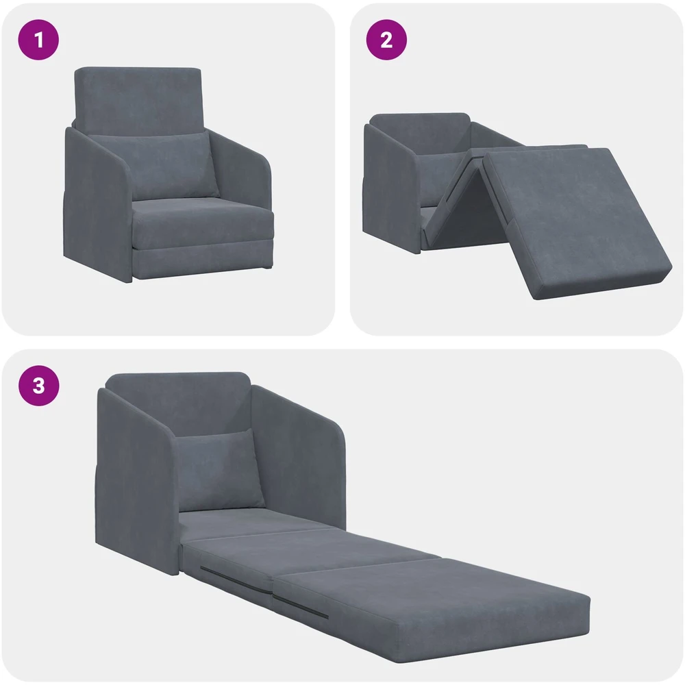 Sofa lova Tamsiai pilka 65 x 80 x 83 cm Aksomas