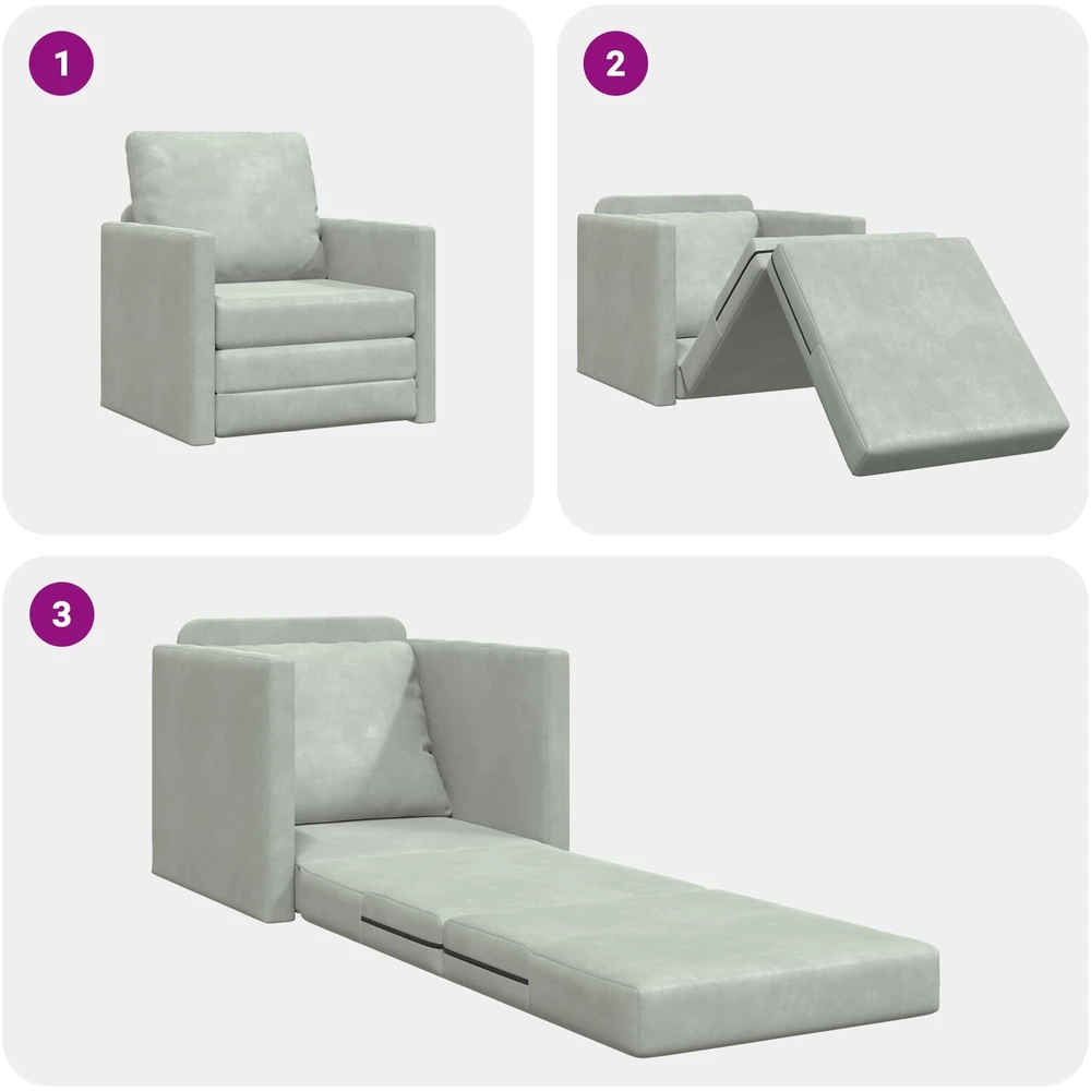Sofa lova Šviesiai pilka 74 x 77 x 81 cm Aksomas