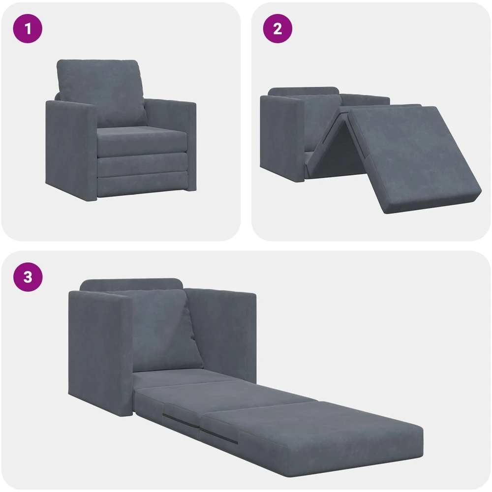 Sofa lova Tamsiai pilka 74 x 77 x 81 cm Aksomas