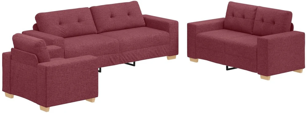 Sofa 3 vnt. Vėjo raudona Lino mišinio audinys