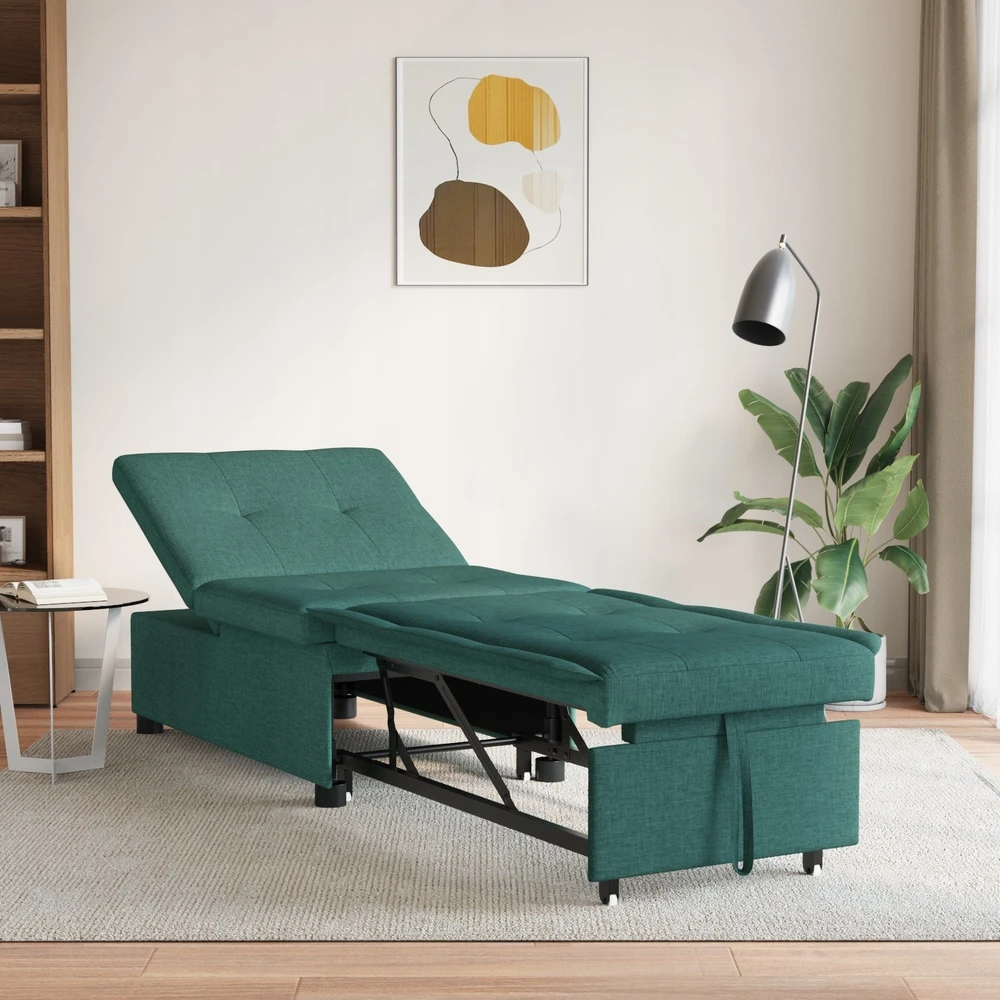 Ištraukiama sofa-lova Tamsiai žalia 194 x 50 x 82 cm audinys
