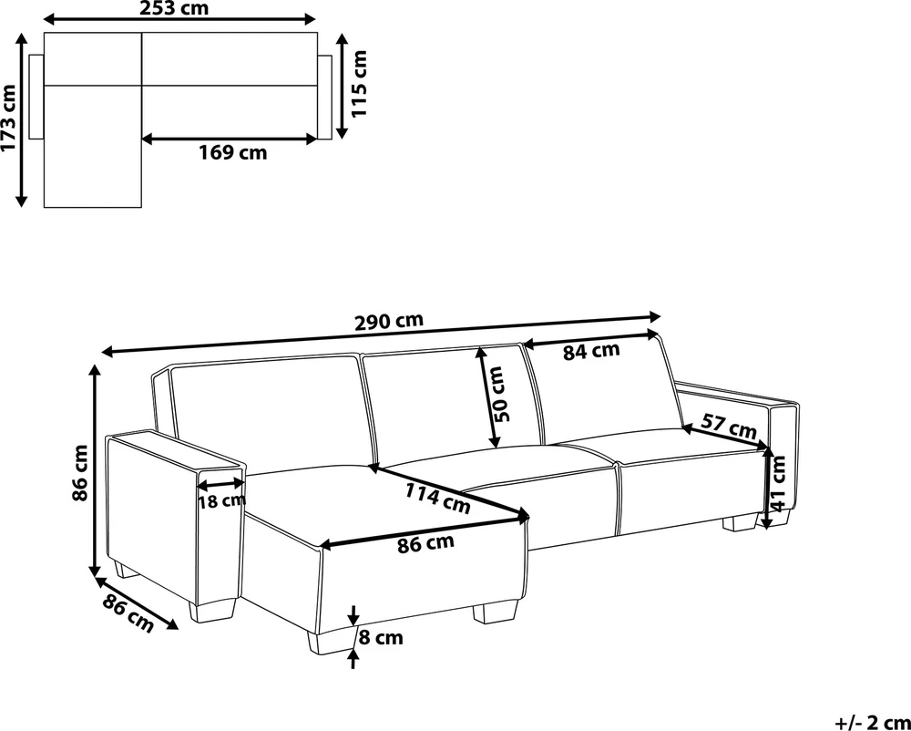 Sofa Beliani Išskleidžiamas kampas ROMEDAL, 3 vietų, smėlio spalvos, dešininis