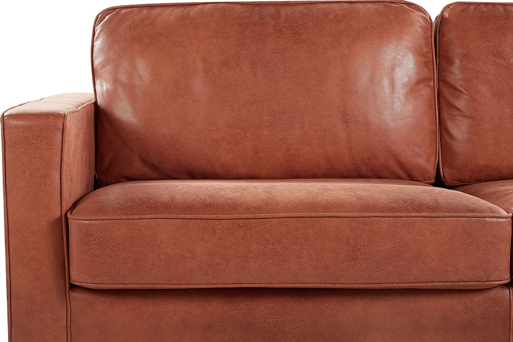 Sofa Beliani 4 vietų svetainės baldų komplektas SAVALEN, ekologiška oda, auksinė ruda