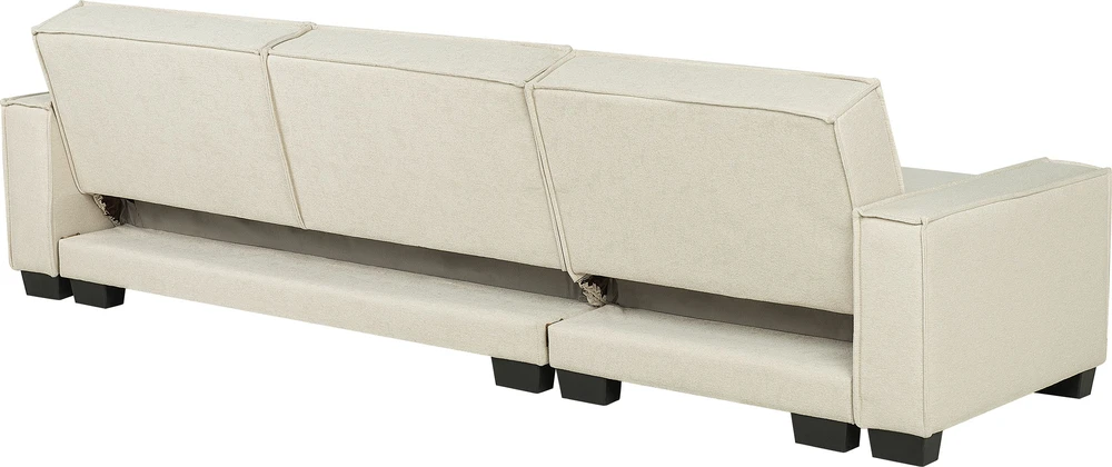 Beliani Išskleidžiama kampinė sofa ROMEDAL, smėlio spalvos