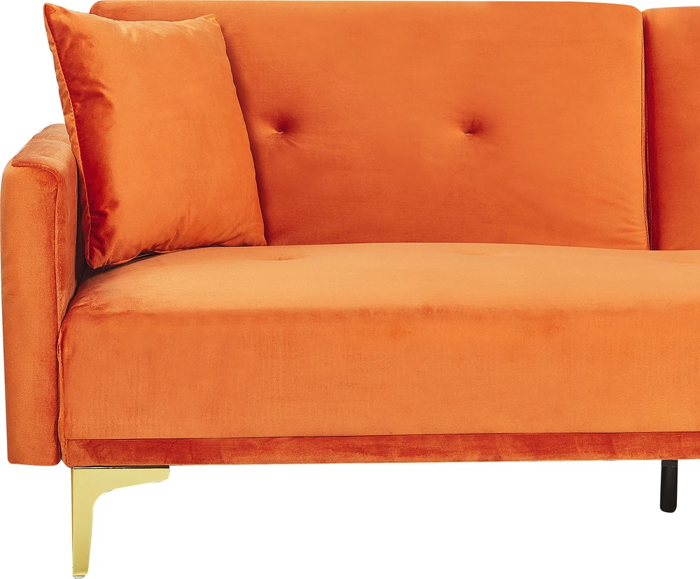 Beliani Trivietė sofa-lova LUCAN iš veliūro, oranžinė
