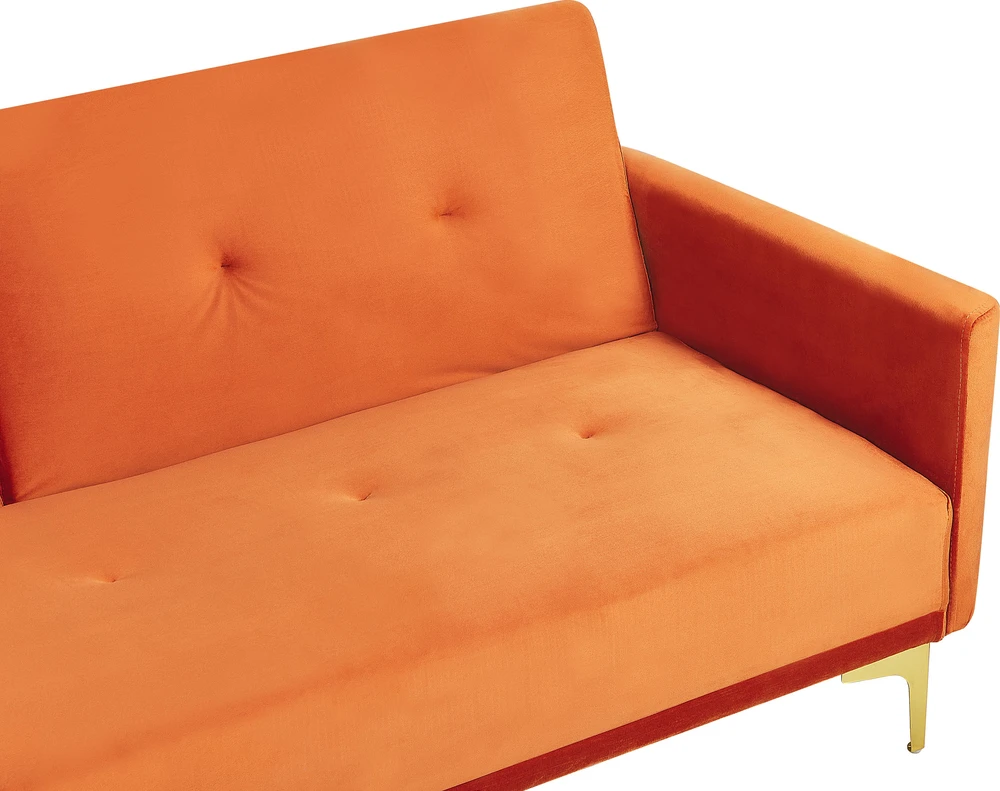 Beliani Trivietė sofa-lova LUCAN iš veliūro, oranžinė