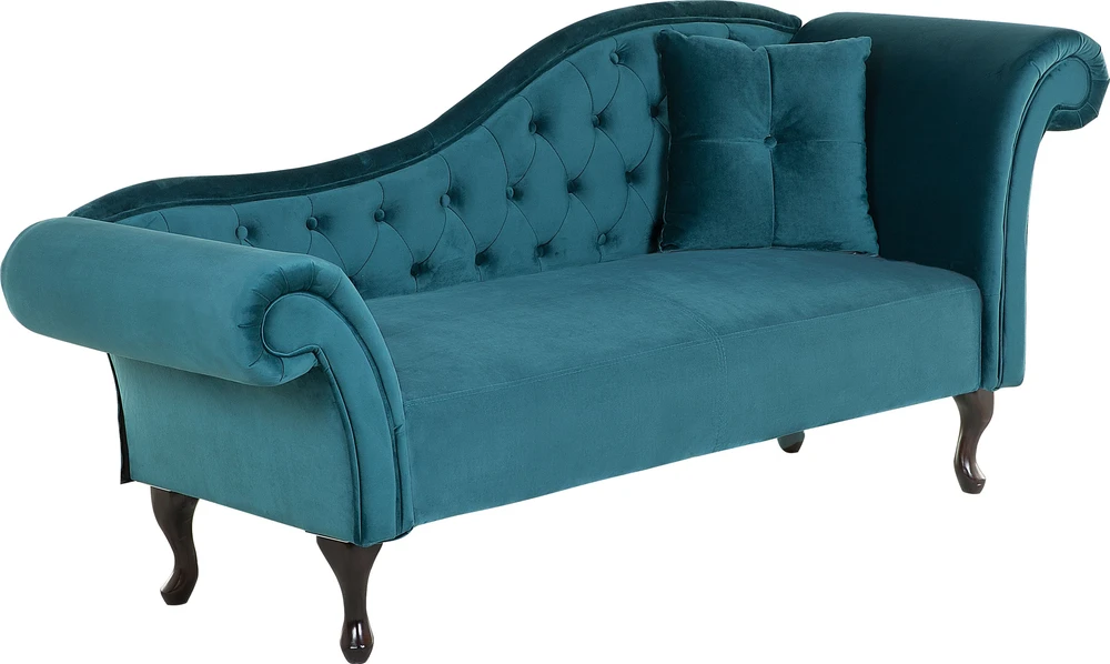 Sofa Beliani Dešininis gultas LATTES, žydras veliūras