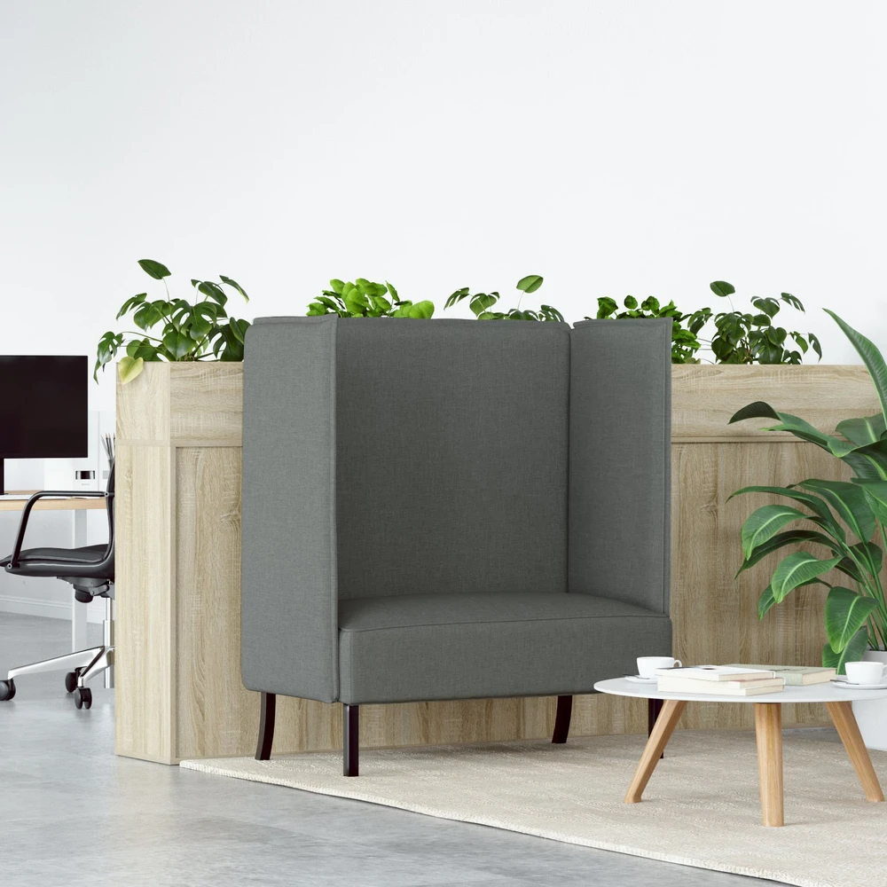 Aukštos nugaros sofa 101cm Tamsiai pilka audinys
