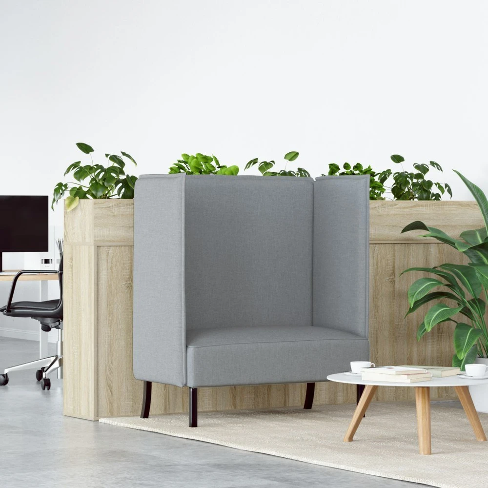 Aukštos nugaros sofa 101cm Šviesiai pilka audinys