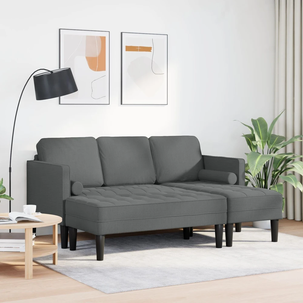 Sofa Sofos komplektas 2 vnt. Tamsiai pilka Poliesteris