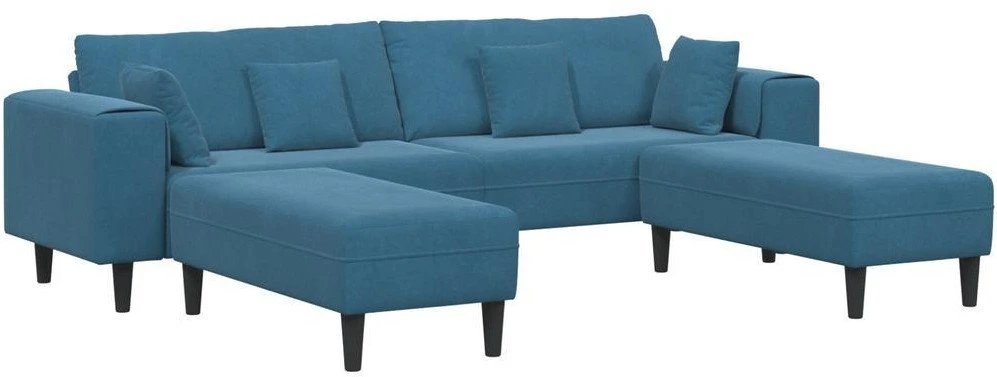 Sofa 3 vnt. Mėlyna Aksomas