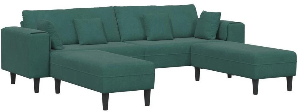 Sofa 3 vnt. Tamsiai žalia Aksomas